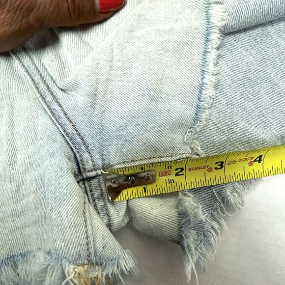 Anthropologie Pilcro Jean Shorts 27 Ultra High Rise Light Wash Denim Raw Cut Off - Picture 6 of 7
